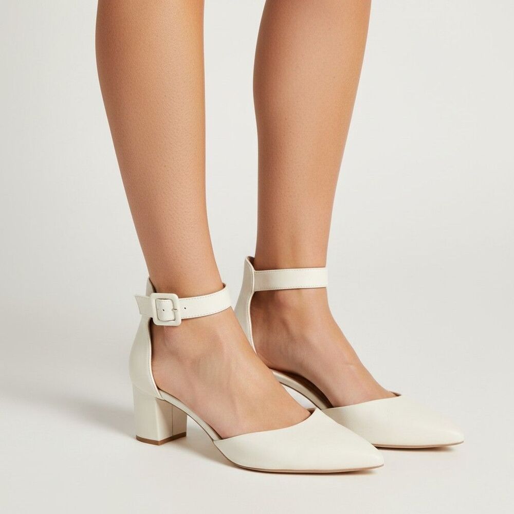 Kurt Geiger London Burlington White Leather Pumps Pointed Toe Women's 40/US 9.5